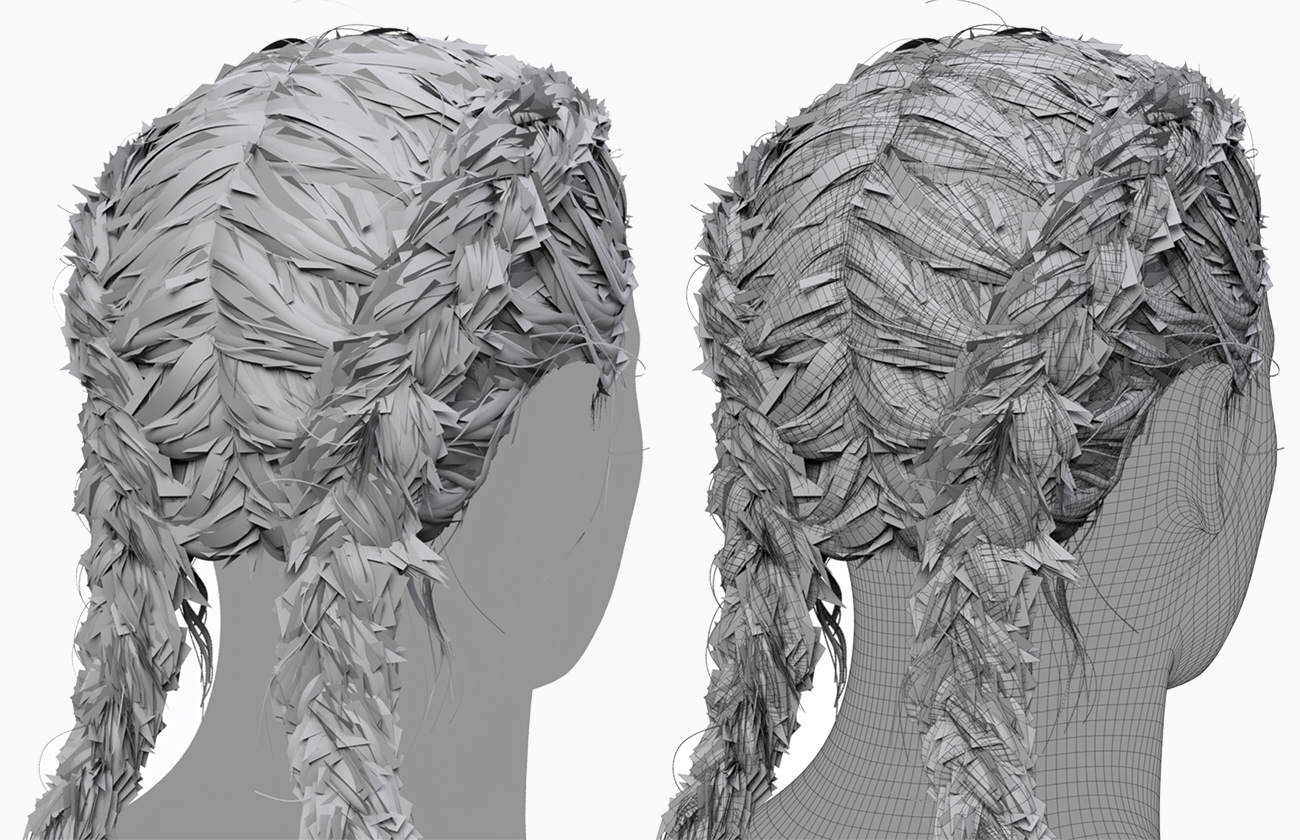 Hair cards polygon hair style download female braided hair